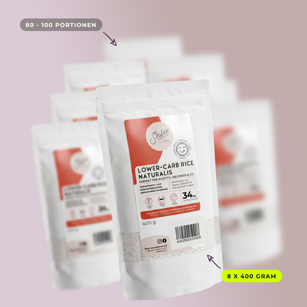 Shileo Vorratspaket Reis Naturalis, 8 x 400 g