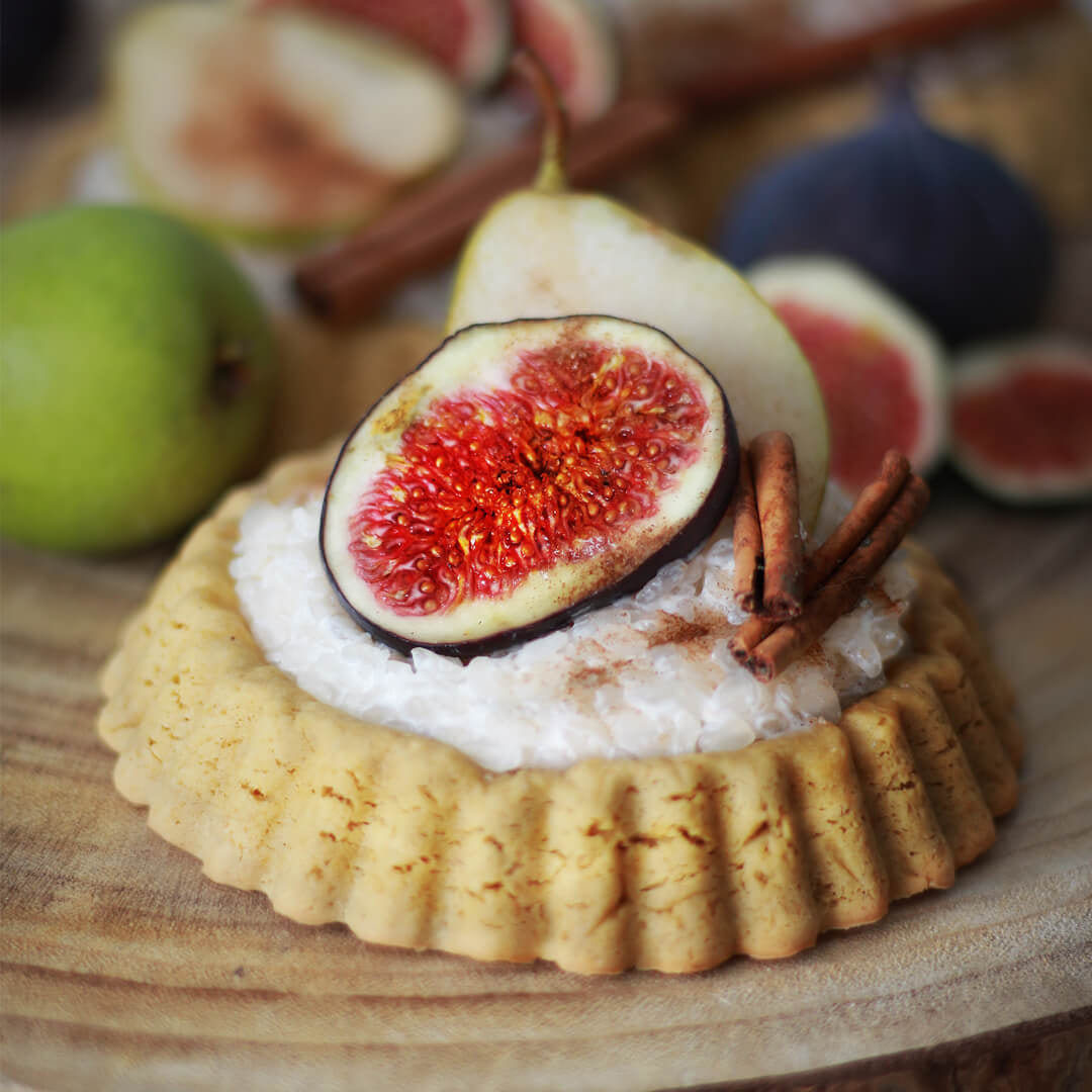 Konjak- Feiglinge (Feigen- Tartelette mit Konjakreisfüllung)