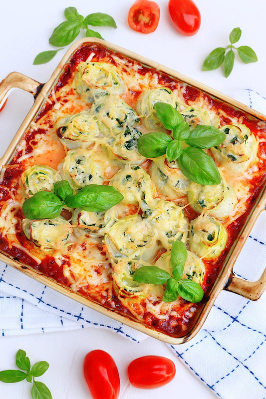 Zucchini Canneloni mit Konjakreisfüllung